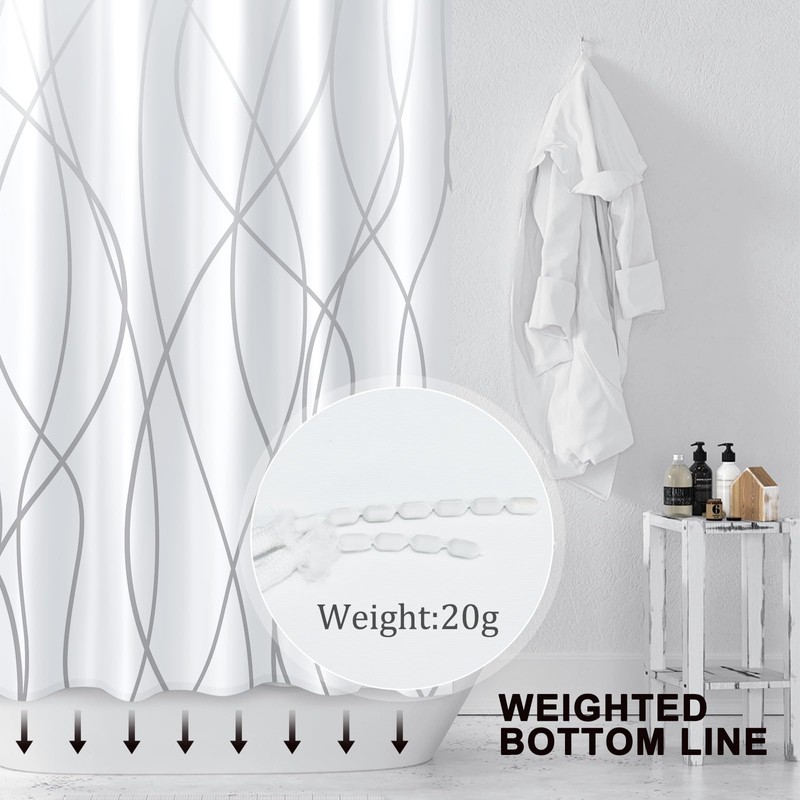 Punkray Ombre Grey Shower Curtain for Bathroom with Hooks Shower