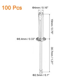 sourcing map 100Pcs 5/32"x3/4" Aluminum Round Head Tri Grip Rivets, Tri Grip Rivets Assortment Bulb Style Rivets for DIY, Sheet Metal, Automotive Repairs, Furniture, Marine Boat (Silver)