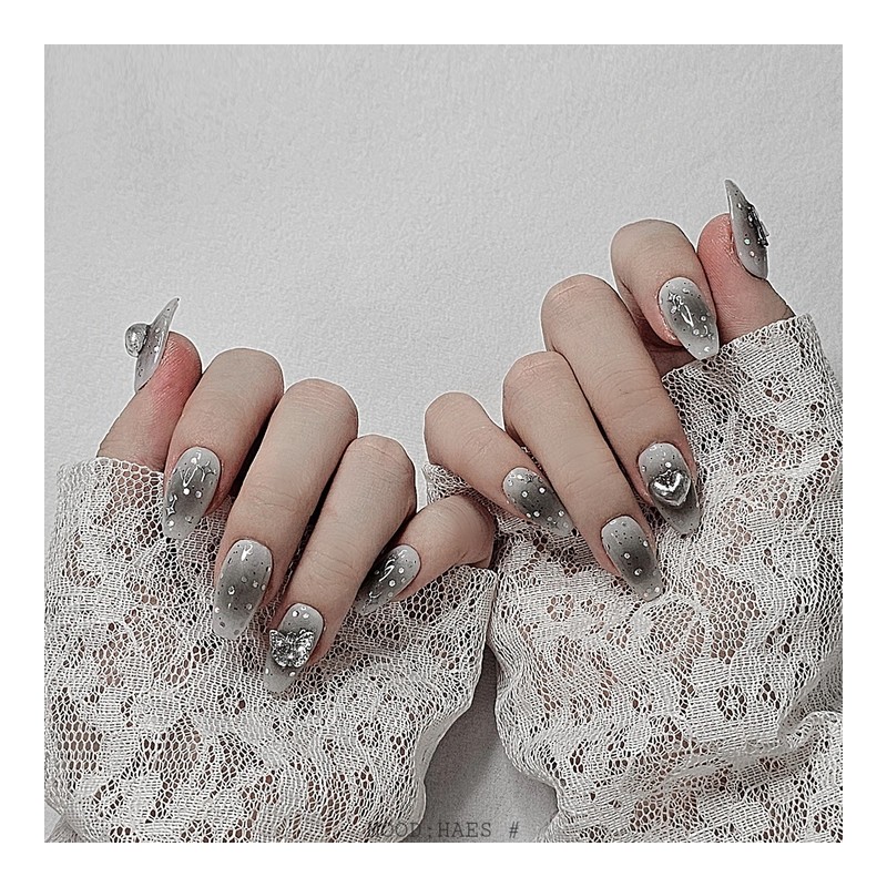 [M;H #] Silver Mood Handmade Nail Tips - Required to