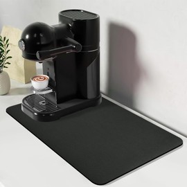 Bloss Coffee Mat, Dish Drying Mat, Coffee Bar/Maker Mat, Kitchen Counter Mat, Absorbent Hide Stain Rubber Backed Dish Drying Pad(12.2"x19.7", Black)