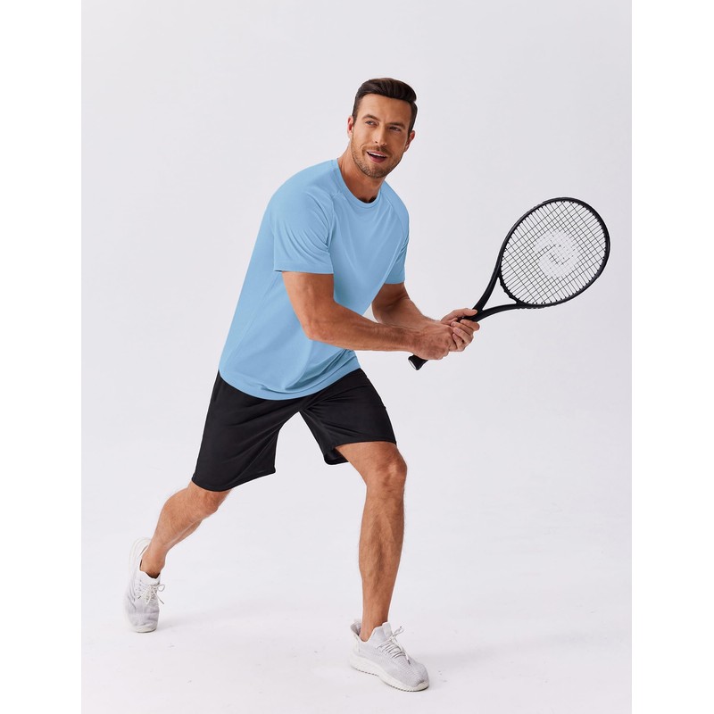 PINSPARK 5 Pack Gym Workout Shirts Men Moisture Wicking T
