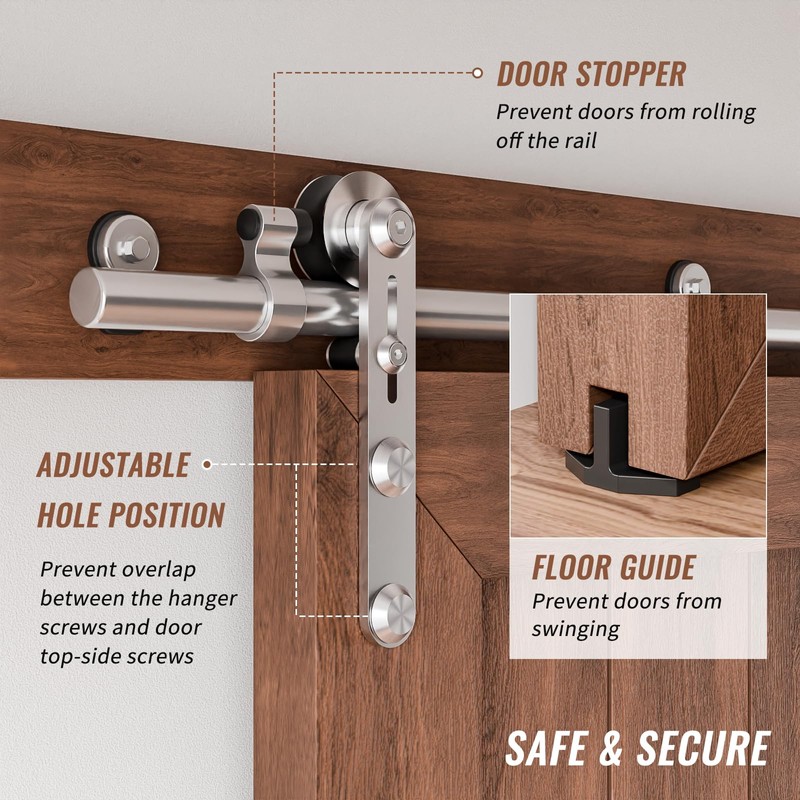 TOIMIOTOIM 12FT Stainless Steel Sliding Barn Door Hardware Kit, Slide