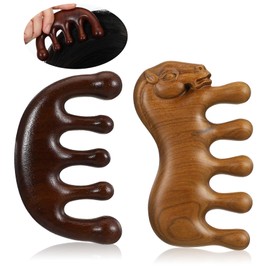 Wood Scalp Massager, 2 Pcs Massage Comb, Loc Comb, Wooden Scalp Massager for Hair Growth, Gua Sha Comb for Women and Men