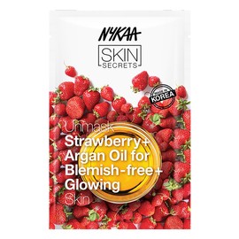 Nykaa Naturals Skin Secrets Bubble Sheet Mask, Strawberry and Argan Oil, 0.67 oz - Sheet Face Mask for Dull, Dry Skin - Reduces Dark Spots, Blemishes