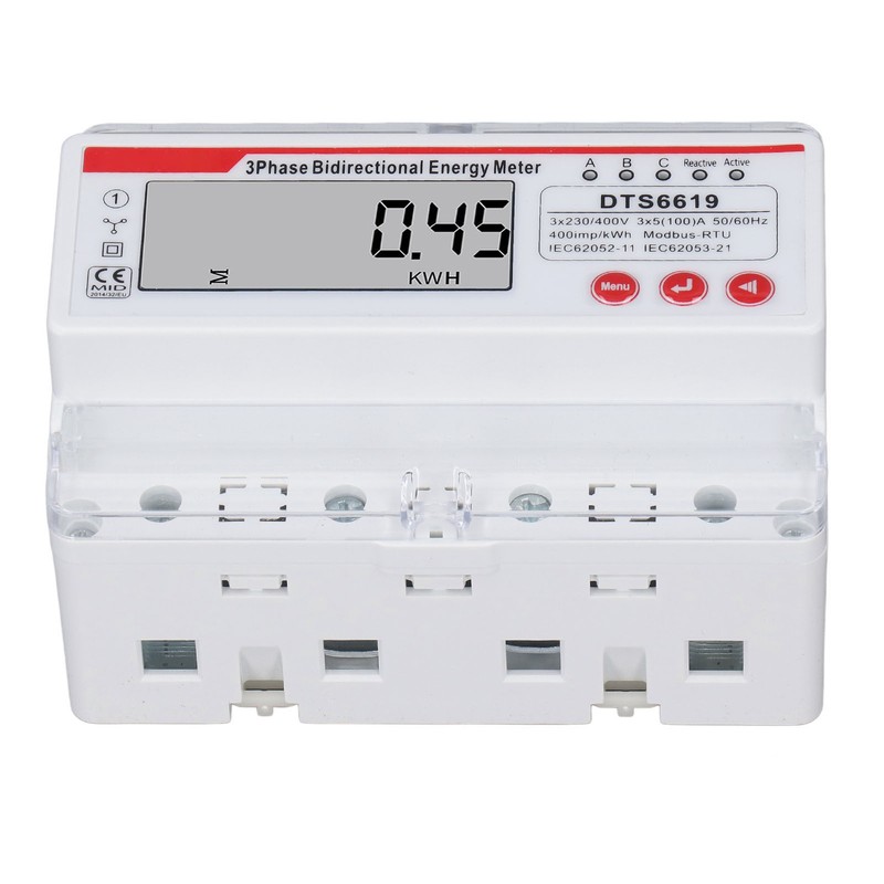 3 Phase 4 Wire Energy Meter LCD Display Multifunctional Button