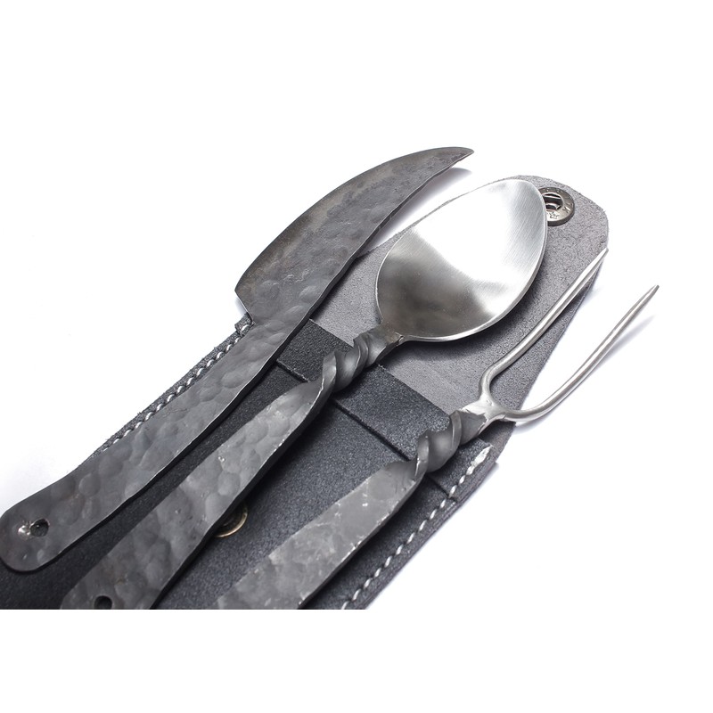 Handforged Medieval Cutlery Set - Stainless Steel Knife, Fork and