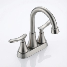 USA Local Stock 4 Inch Alloy Hot Cold Double Deck Mounted American Style Electroplated Home Bathroom Washbasin Faucet CeramicColor: Brushed nickel np-single tap, Surface Finishing: General