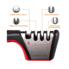 Brigii 4-in-1 Knife Sharpener, Kitchen Knife Accessories for Ceramic Knives, Steel Knives and Scissors, Aiding in Repair, Restoration, and Polishing of Blades