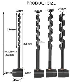 4 Pcs Hand Auger Wood Drill,Bushcraft Hand Auger Wrench Scotch Eye Wood Auger Survival Settlers Wrench Tool Bushcraft Gear for Camping,Outdoor,Hiking,Woodworking