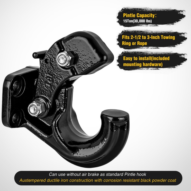 Nilight Pintle Hook Hitch with Mounting Kit 30,000 lbs, Fits