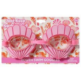 LUV HER Pink Seashell Youth Swim Goggles – Fun Mermaid-Inspired Swimming Goggles for Kids, Anti-Fog, UV Protection, Adjustable Strap