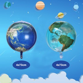 JAHEMU Earth Balloons Clear Earth 4D Balloons for Boys Girls Kids Birthday Party Deco Solar System Decorative Weddings Birthday Parties