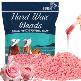 Sukh Hard Wax Beads for Hair-Removal - 430g, Pink, Rosin-Free, Moisturizing, Gentle on Skin, Avoids Razor Burn, Unisex, for Back, Legs, Armpit, Bikini Line, Arms, Body