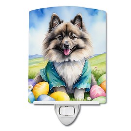 Caroline's Treasures Keeshond Easter Egg Hunt Ceramic Night Light Compact, UL-Certified, Ideal for Bedroom, Bathroom, Nursery, Hallway, Kitchen, 6x4x3, Multicolor