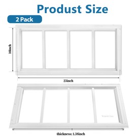 Ktondic Shed Window 2 Pack 10"X23" White Transom Window Fixed Design,Flush Mount Household Windows with Tempered Glass and Srews for Shed,Chicken Coop,Barns,Playhouse and Garage