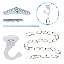 OOTSR Metal Ceiling Hook, Heavy Duty Ceiling Hook and Chain Extension for Hanging Plants/Chandeliers/Clothes/Indoor & Outdoor Use, White Color, 36 inches Chain