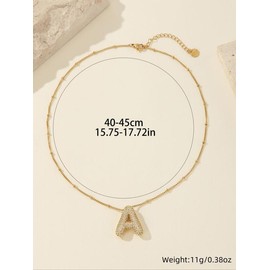 Fashion Letter Pendant Necklace for Women & Girls, Rhinestone Decor Necklace for Party, Daily Clothing Decor, Trendy All-match & Exquisite Jewelry for Birthday Gift, Girlfriend Gifts:_Golden_P