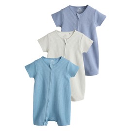 NEXT 3 Pack Baby Romper with 2 Way Zip, blue, 18 - 24 months