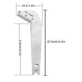 MerciL 118 Degree Drill Bits Gauge, Stainless Steel Twist Drill Angle Gauge Grinding Angle Drill Protractor, Construction Household Angle Drill Sharping Tools (2)