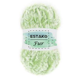 Estako Fur 100% Polyester Soft Super Chunky Fluffy Faux Fur Knitting and Crocheting Yarn 3.52 oz (100gr) 71 yds (65 m) (44231 - Green)