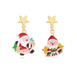 Cute Christmas Dangle Earrings for Women Holiday Reindeer Snowflake Bell Earrings Xmas Tree Snowman Hat Post Earring Set Festive Christmas Jewelry Gifts - Santa Claus