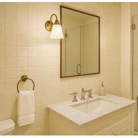Tenedos 4 1/4 inch Gloss Ceramic Tile – Box of 10, Ideal for Bathroom Wall & Kitchen Backsplash, Classic Square Shape, Glossy Finish, Warm Neutral Tone – Buttermilk