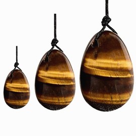 TOP-VRA Jade Oval Crystal Bead Stone 3PCS Crystal Quartz Chakra Healing Yoga Exercise to Train Women Muscles Exercise-(Tiger Eye)