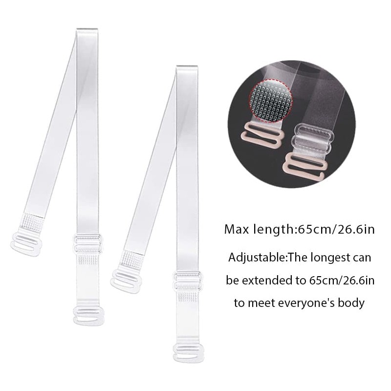GUKOY Clear Bra Strap Invisible Adjustable Shoulder Strap, 4 Pairs
