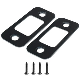 BokWin 2 Pack Latch Strike Plate, 1" x 2 1/4" Deadbolt Strike Plate Black Door Latch Plate with Screws
