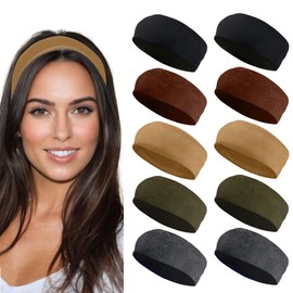 Styla Hair Headbands for Women Stretch Fashion Headbands 10 Pack Non-Slip Head Wraps Great for Spa, Sports, Yoga, Pilates, Running, Gym Headband, Workouts - Earth Tones