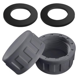 Lyeteung 2 PCS 32mm Pipe PVC Threaded Cap, Kitchen Sink Waste Pipe Blanking Cap Female Thread, Appliance Trap Blanking Cap, with Sealing Rubber Rings, for Sealing Joints and Pipes End, Grey