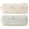 NIDHFG 2 Floral Cotton Pencil Bags, Cute Floral Pencil Case