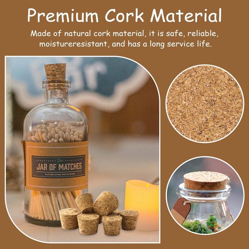 TAHULIK 30PCS Natural Corks Stoppers, Assorted Sizes, Soft Wood Tapered