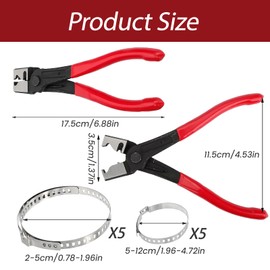 Heavy Duty Hose Clamp Pliers, 11PCS Hose Clip Pliers with Stainless Steel CV Boot Clamp Assortment Kit Adjustable Auto Clic-R Type Collar Clamp for Most Cars