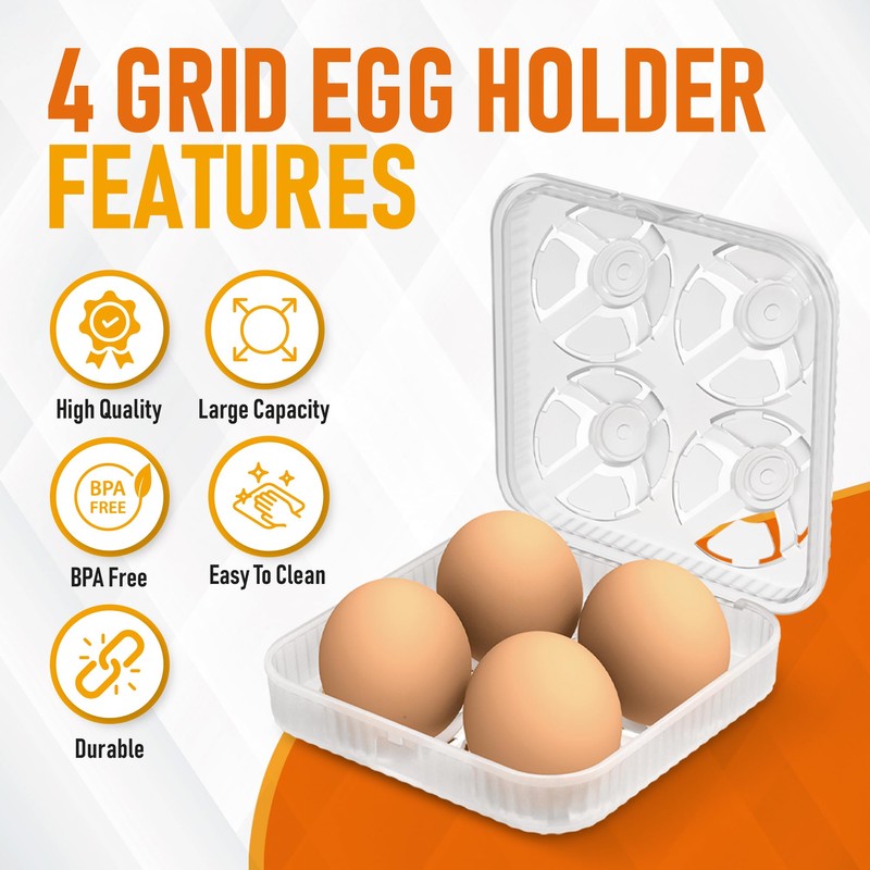 ZPU Egg Holder Camping, 1Pcs 4 Grid Egg Container for