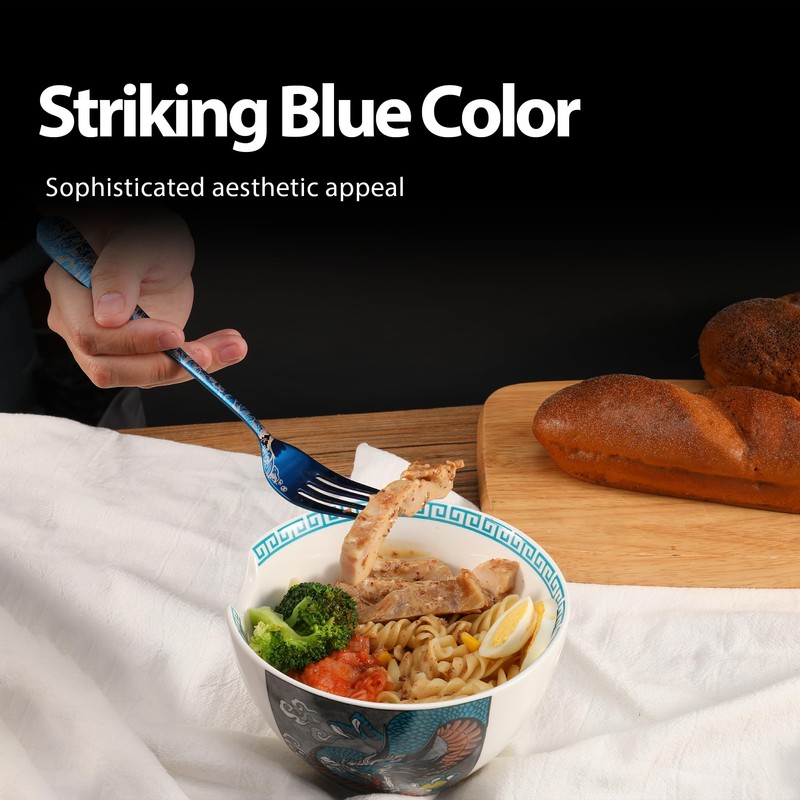 Blue Wave Cutlery Set 20 Pieces Stainless Steel Flatware Set