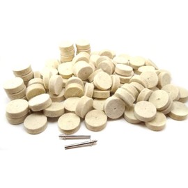 DRILAX Wool Felt Buffing Polishing Wheels 102 Pieces 429 Compatible with Dremel Polishing Kit for Jewelry 1 inch Diameter Thick 2 Screw Mandrel 401 1/8 inch Shank Rotary Tool