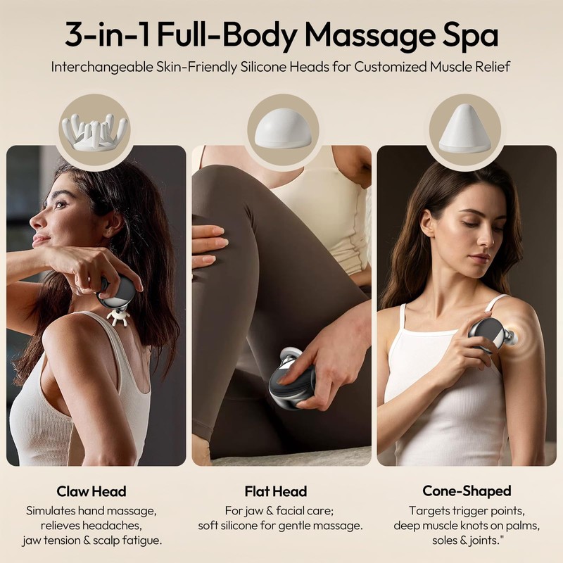 Portable Massage Gun Mini with 3 Speeds and Heating Base,