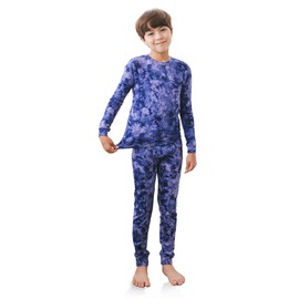 TINFL by Vaenait - Ropa interior térmica Aeroheat para niños de 4 a 14 años con capas base de forro polar cálido conjunto de pijama largo John, A-aurora Navy, 6 Años