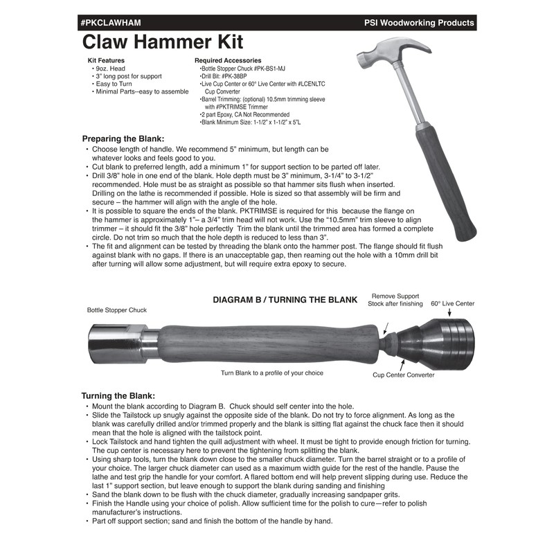 Penn State Industries PKCLAWHAM Claw Hammer Head Woodturning Project Kit