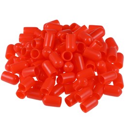 uxcell 100pcs Rubber End Caps 7mm ID Vinyl Round Tube Bolt Cap Cover Thread Protectors Red