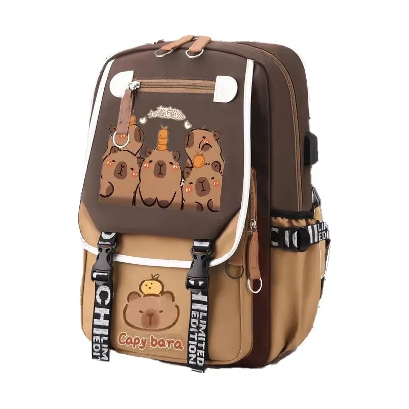 Bonita Bolsa De Capibara Con Gorra Grande Para Niñas Adolesc