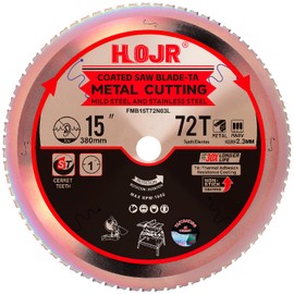 HOJR Metal Cutting Circular Saw Blade, Steel and Stainless Steel Cutting, The Cutting Head uses a Special Anti-Heat Sticking Coating with high Finish and Long Life,FMB 15 inch 72-Tooth 1" -TA