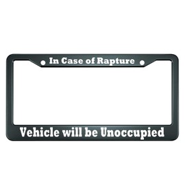 HOSNYE in Case of Rapture Vehicle Will be Unoccupied License Plate Frame Metal License Plate Cover Front Plates Frames Car Tag Frame for Women Men US Vehicles Standard
