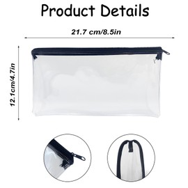 Clear Pencil Case for Exams 2 PCS, Transparent Pencil Case, Pencil Case Clear PVC with Zipper for Usage in School Office Home and Travel, Plastic Pencil Case, See Through Pencil Case
