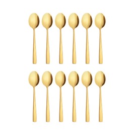 Otto Koning Teaspoons Pack of 12 Gold Small Spoons, Coffee Spoons, Stainless Steel, 15.3 cm Long Spoon, High-Quality Stainless Steel, Elegant Modern Design, Dishwasher Safe and Corrosion Resistant