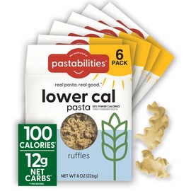 Pastabilities, Lower Calorie Pasta, Ruffles – 100 Calories/Serving Low Net Carbs, Low Calorie, Non-GMO, High Fiber, Vegan, Plant-Based, Enhanced Nutrients, Delicious Taste & Texture (8 Ounce, 6 Pack)