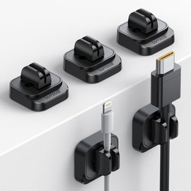 5 Piezas Organizador de Cables, Lamicall Ajustable Canaletas para Cables - Clip Cable, Cable Management, Organizador de Escritorio, para Pared Coche Escritorio Mesita Noche