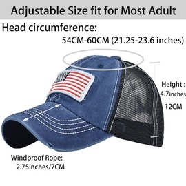 UTOWO American Flag Baseball Cap High Ponytail Baseball Cap Adjustable Washed Vintage Cotton Denim Distressed Hat Unisex