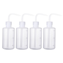 Belinlen 4Pcs 250ml(8.5oz) Plastic Safety Lab Wash Bottle, Plastic Squeeze Bottle with Scale Labels and Narrow Mouth, Watering Bottle for Chemistry, Industry, Lab & Gardening